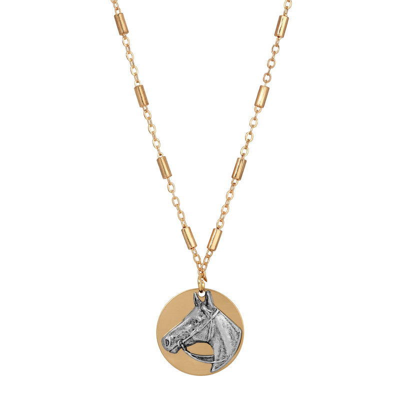 1928 Jewelry Two Tone Horse Head Necklace