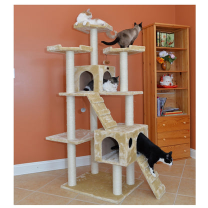 Armarkat Classic Real Wood Cat Tree 74in Beige