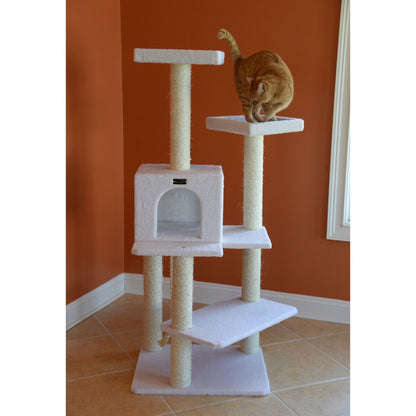 Armarkat Classic Real Wood Cat Tree 57in Ivory