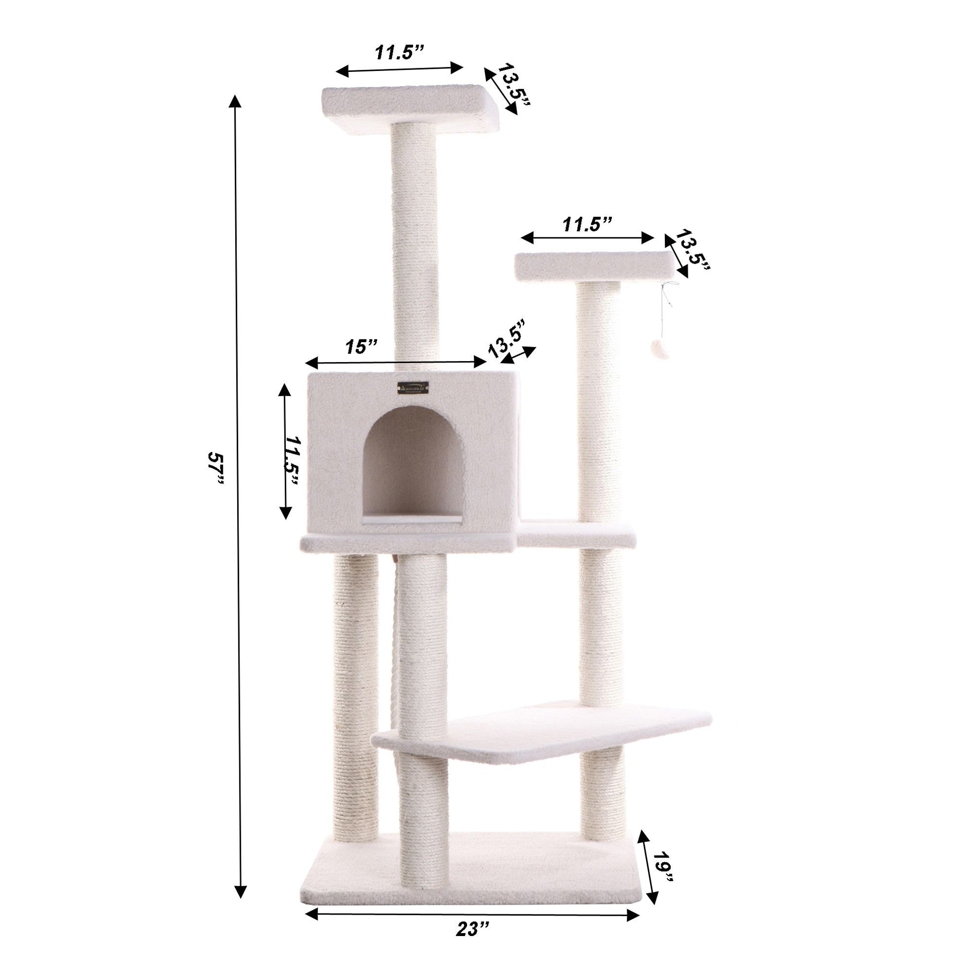 Armarkat Classic Real Wood Cat Tree 57in Ivory