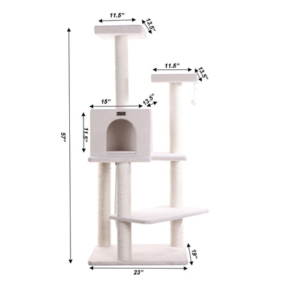 Armarkat Classic Real Wood Cat Tree 57in Ivory