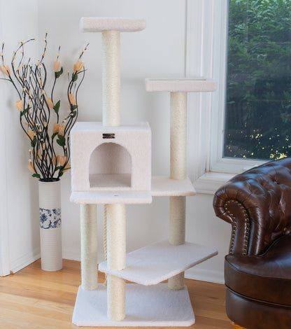 Armarkat Classic Real Wood Cat Tree 57in Ivory