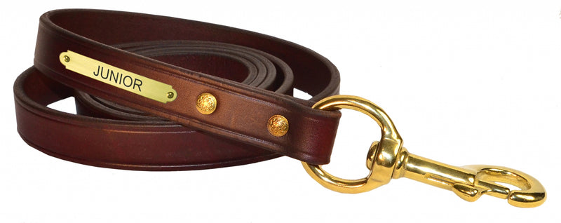 Perri's Personalized Dual Leather Lead with Brass Snap