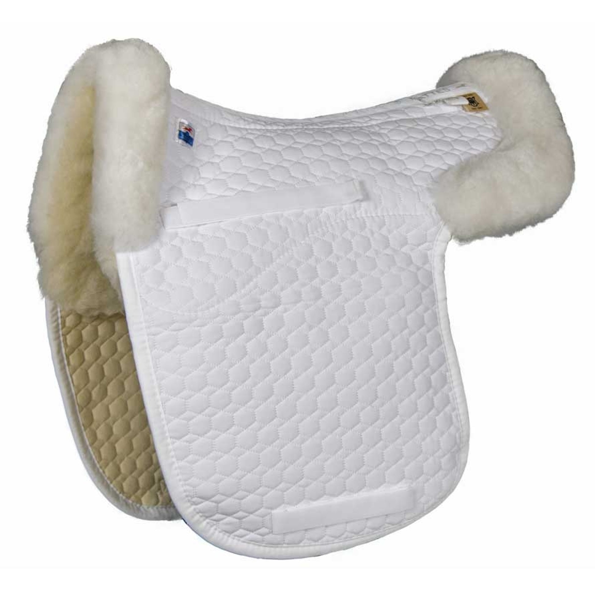 E.A. Mattes Gold Dressage Correction Contour Pad with Sheepskin Front/Rear Trim & Shim Pockets
