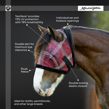 Kensington Draft UV Fly Mask with Fleece - Dual Ear/Forelock
