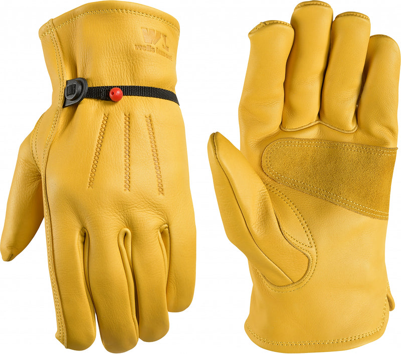 Wells Lamont Mens Cowhide Adjustable Work Gloves
