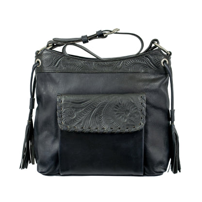 American West Waxed Leather Zip Top Shoulder Bag