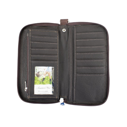 American West Ladies Zip-Around Wallet with Wrist Strap