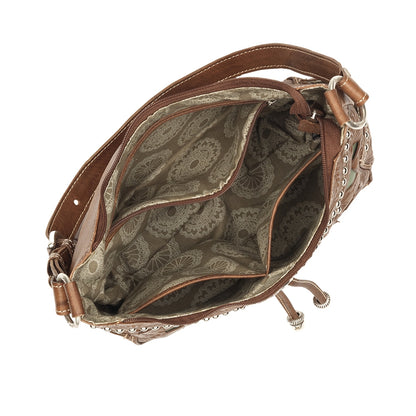 American West Lady Lace Zip Top Everyday Hobo With 2 Side Pockets