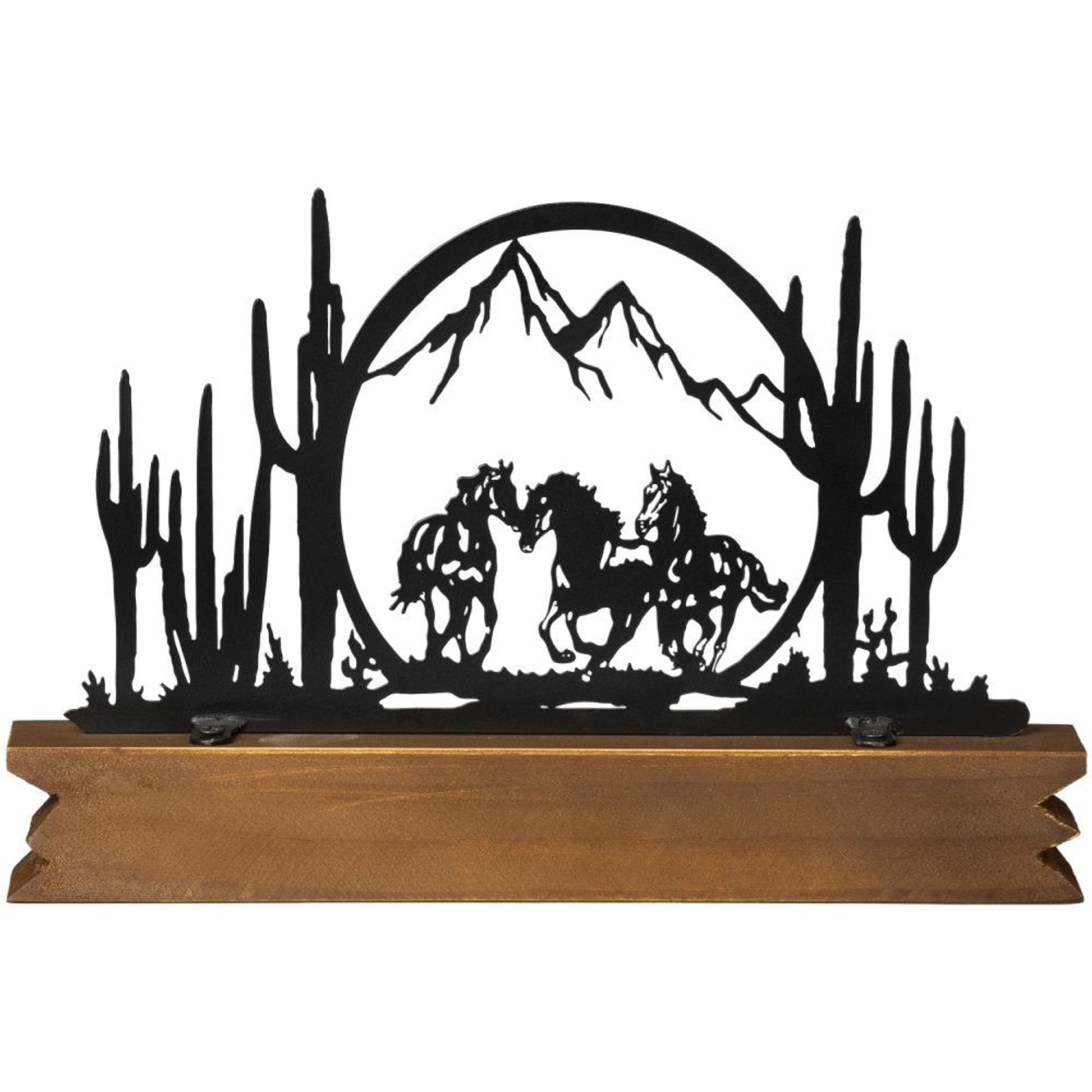 Gift Corral Galloping Horses Cactus Scene Dcor