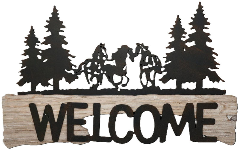 Gift Corral Metal & Wood Welcome Horse Sign