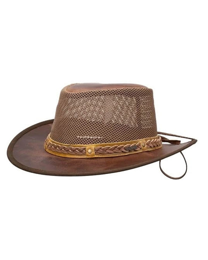 Outback Trading Wagga Wagga with Mesh Leather Hat