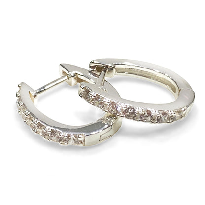 Horseshoe Hinge Earrings with Clear CZ Stones
