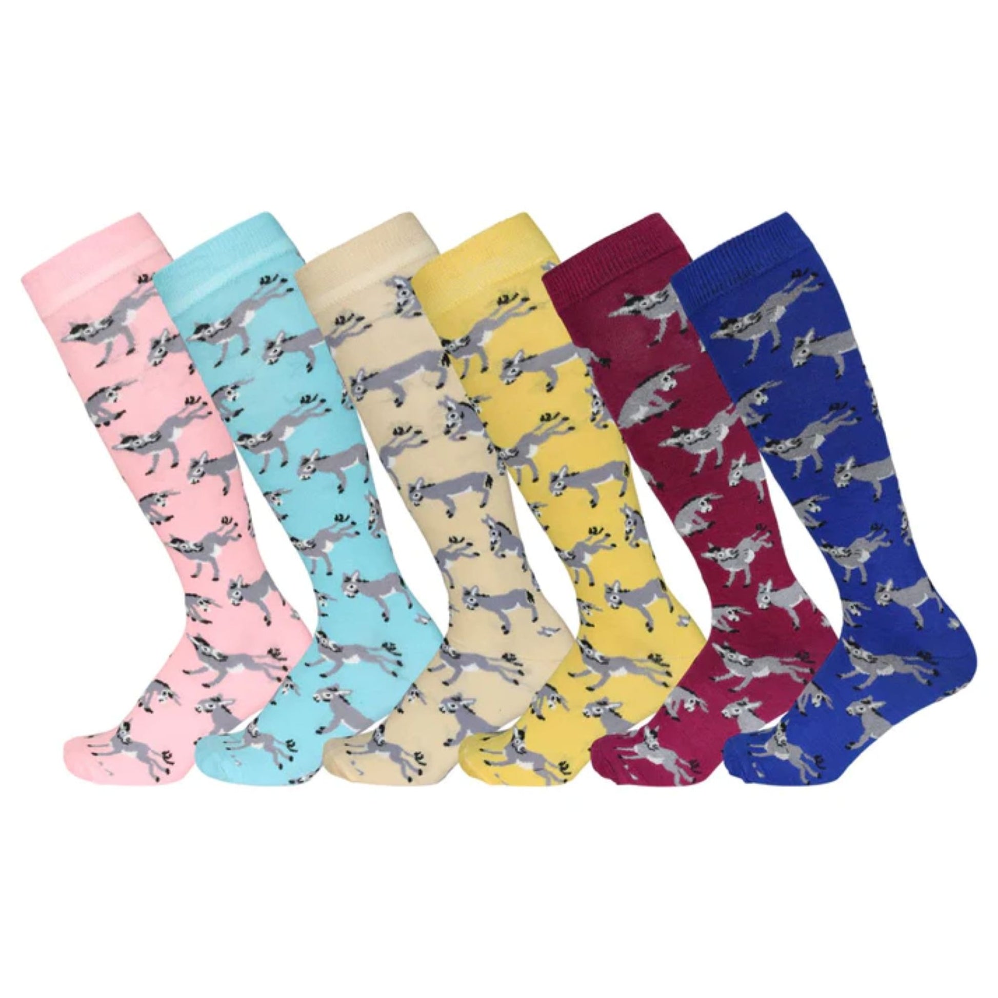 AWST Int'l Ladies Playful Donkeys Knee Socks - 6-pack