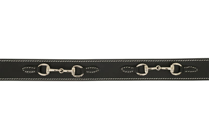 Huntley Equestrian Ladies Stirrup Buckle, Snaffle Bit, 1.5" Inch Width Leather Belt