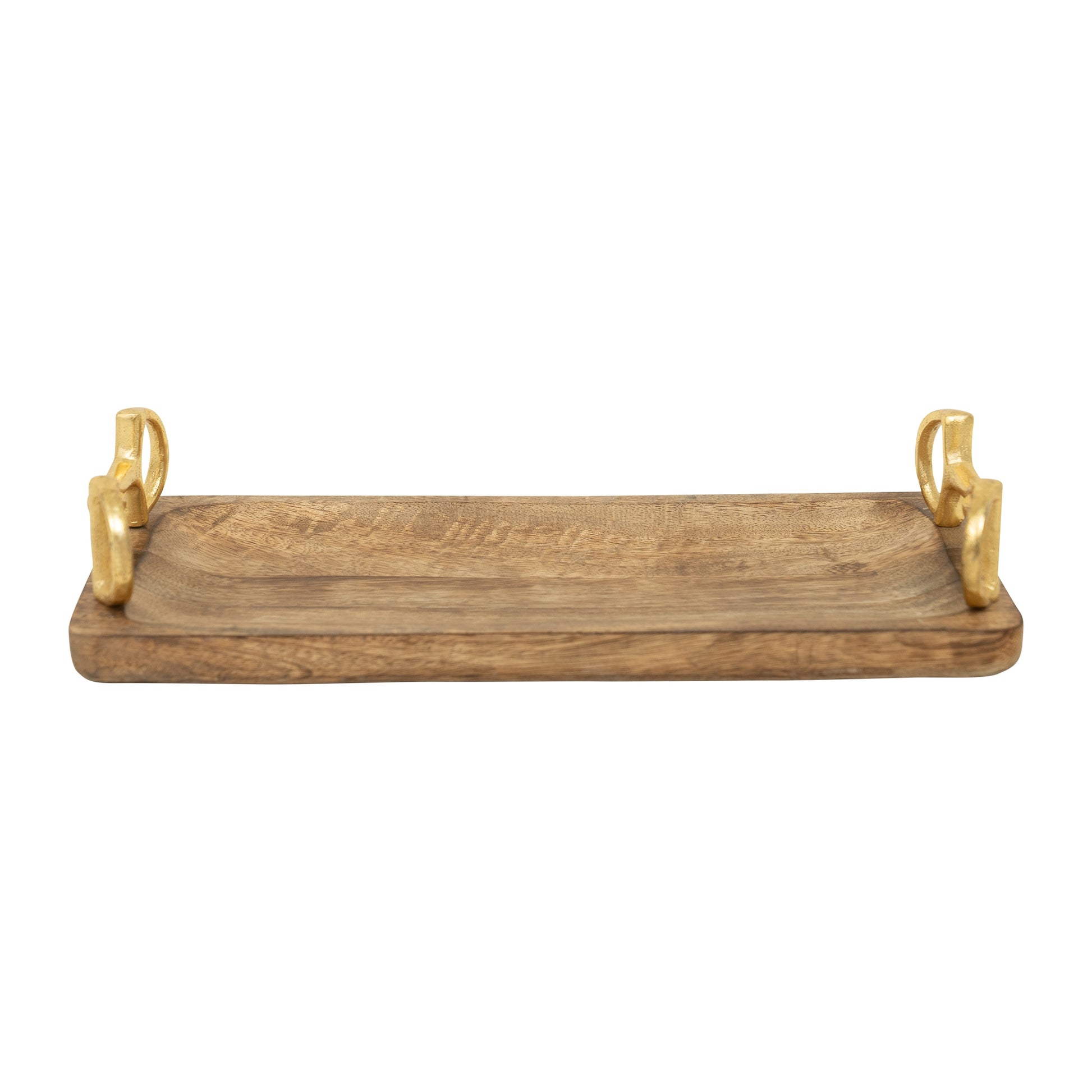 Huntley Equestrian Wooden Rectangle Tray with Gold Bit Handles