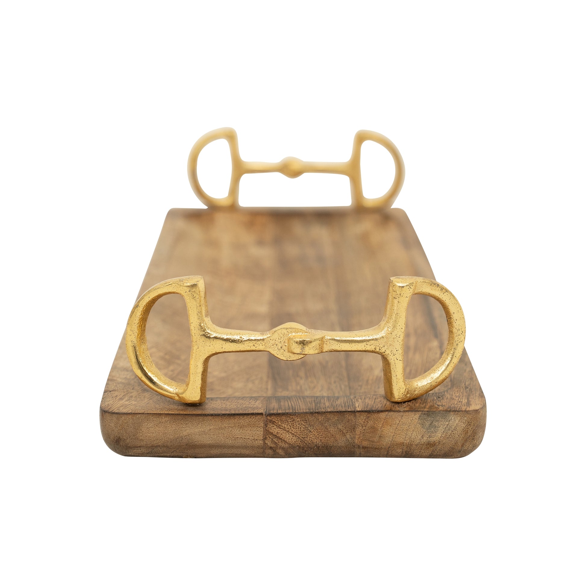 Huntley Equestrian Wooden Rectangle Tray with Gold Bit Handles