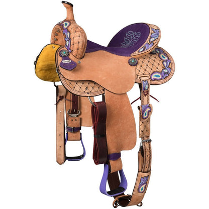 Tough1 Youth Purple Paisley Barrel Saddle