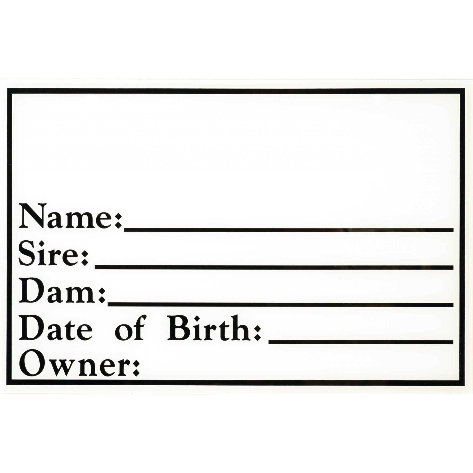 Weaver Dry Erase Pedigree Sign