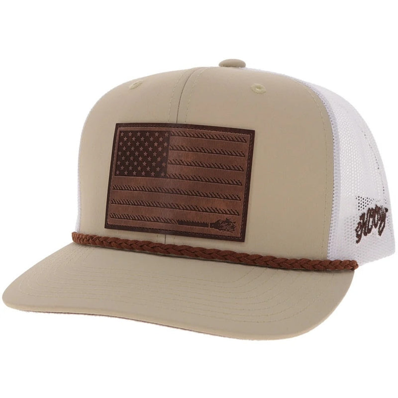 Hooey Liberty Roper 6-Panel Trucker Hat with Leather Flag Patch