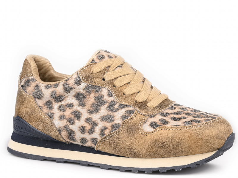 Roper Ladies Faux Leather Shoes With Leapord Print