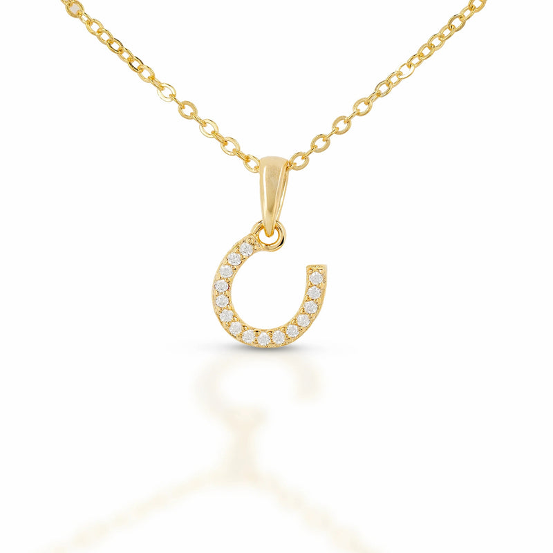 Equestrian Jewelry Gold Dangling Hoseshoe Necklace