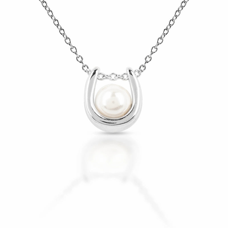 Equestrian Jewelry Small Pearl Horseshoe Necklace