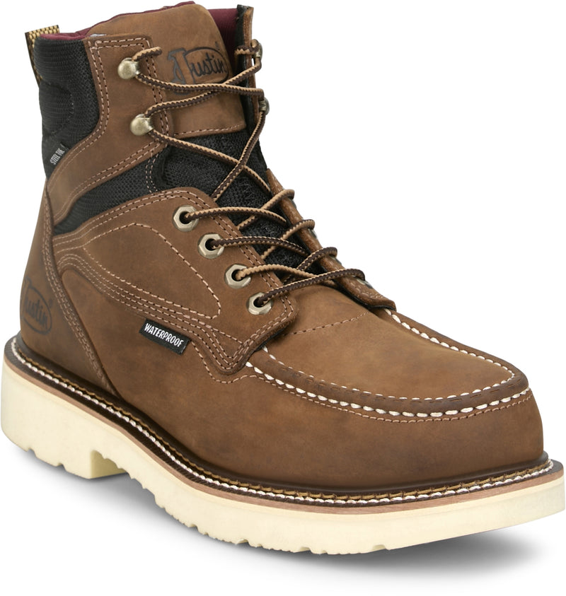 Justin Mens Bristol 6" Waterproof Steel Toe Boots