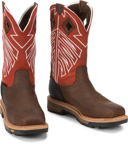 Justin Mens Roughneck 12" Waterproof Steel Toe Boots