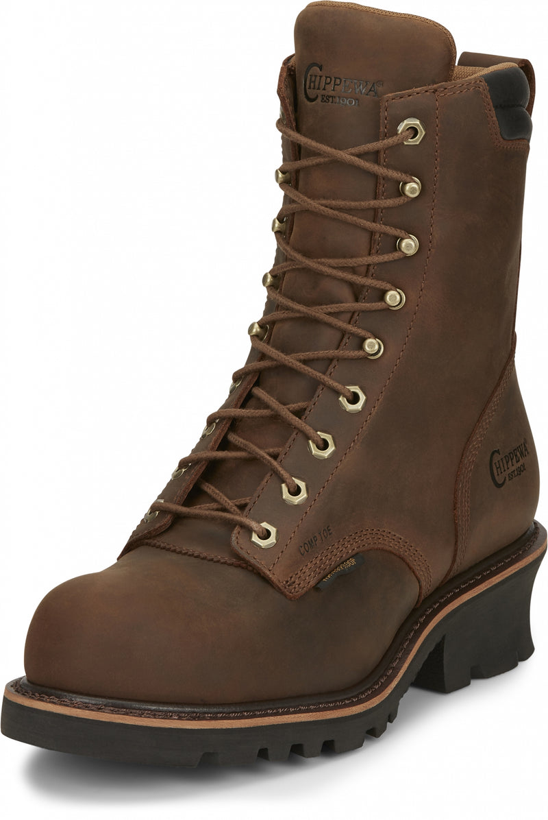 Chippewa Mens Valdor 8" Waterproof Comp Toe Logger Boots