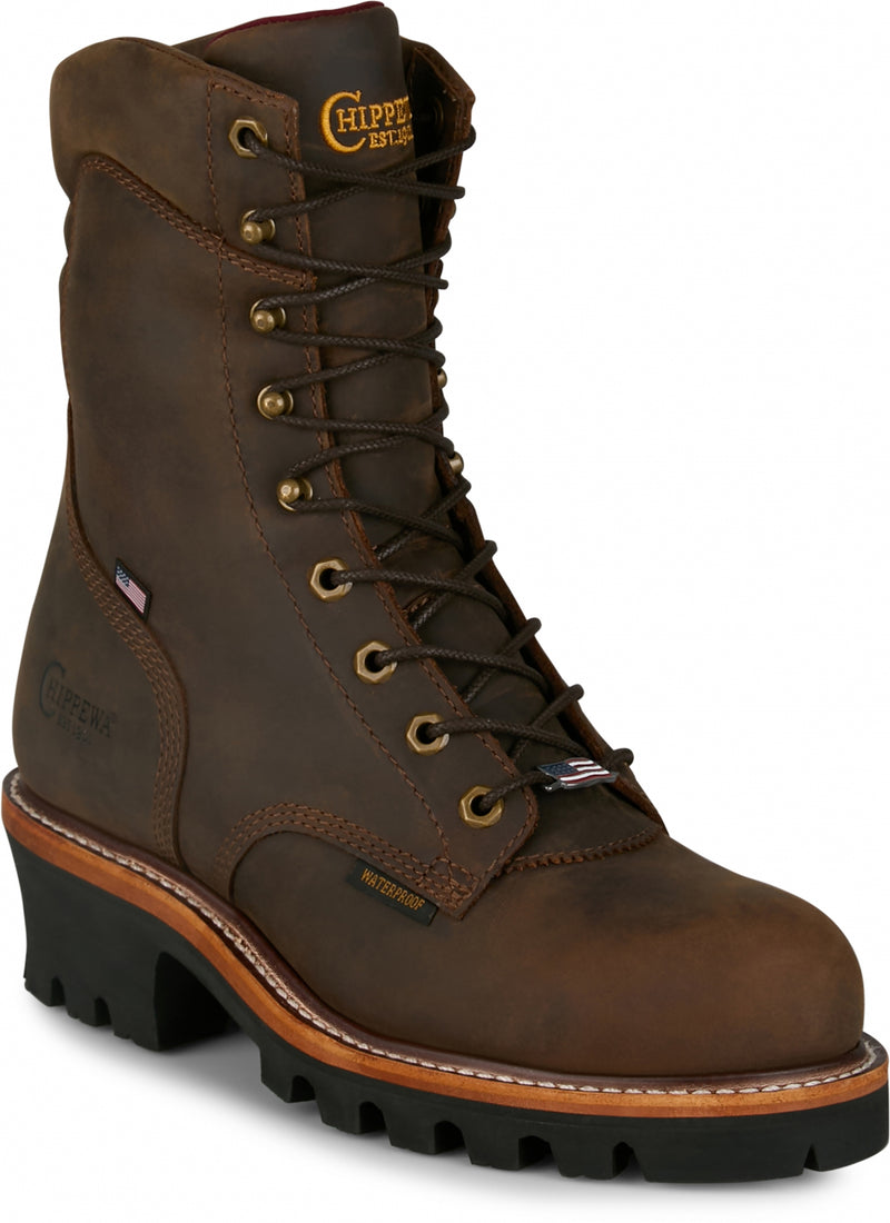 Chippewa Mens Super Logger 9" Waterproof Steel Toe Boots