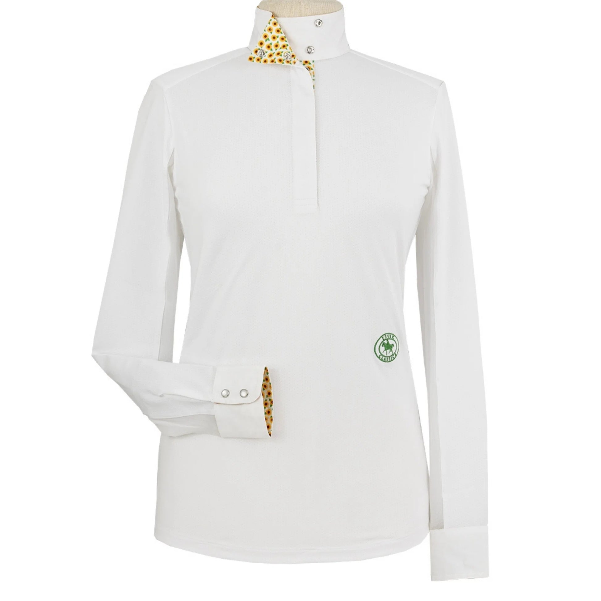 Essex Classics Sunflowers Ladies Talent Yarn Wrap Collar Long Sleeve Show Shirt