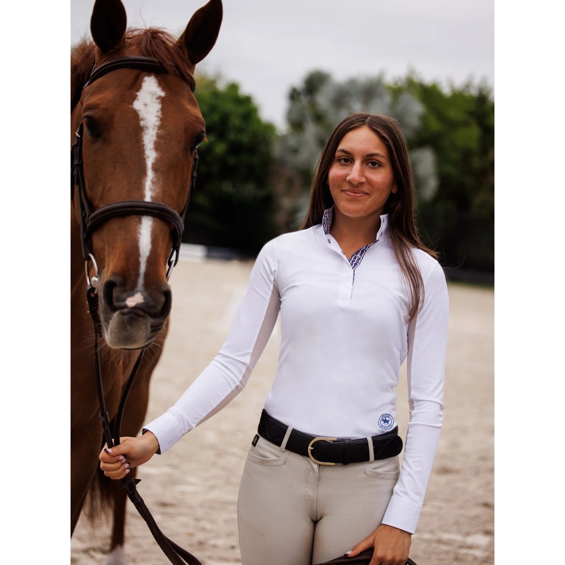 Essex Classics Tricolor Ladies Talent Yarn Straight Collar Long Sleeve Show Shirt