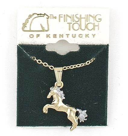 Finishing Touch Rearing Horse Necklace 18in Silver