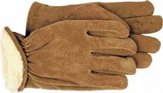 Pile Lined Split Leather Work Gloves 10x3x3 Brown