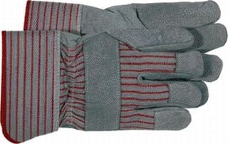 Split Leather Safety Cuff Gardening Glove LG Gray