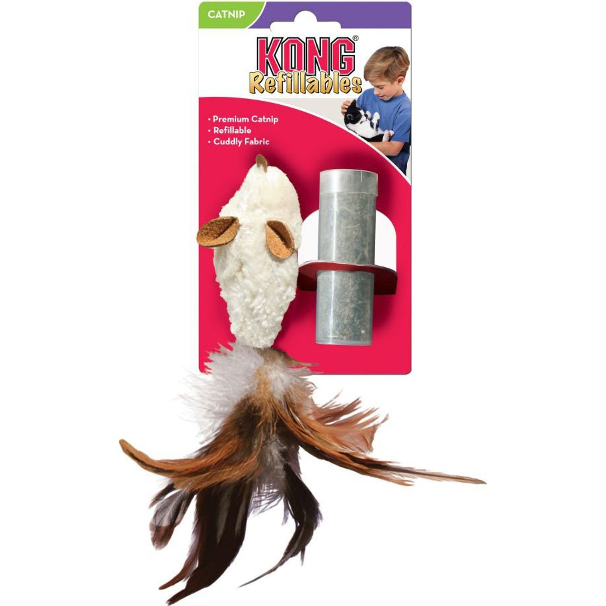 KONG Refillable Feather Mouse Cat Toy