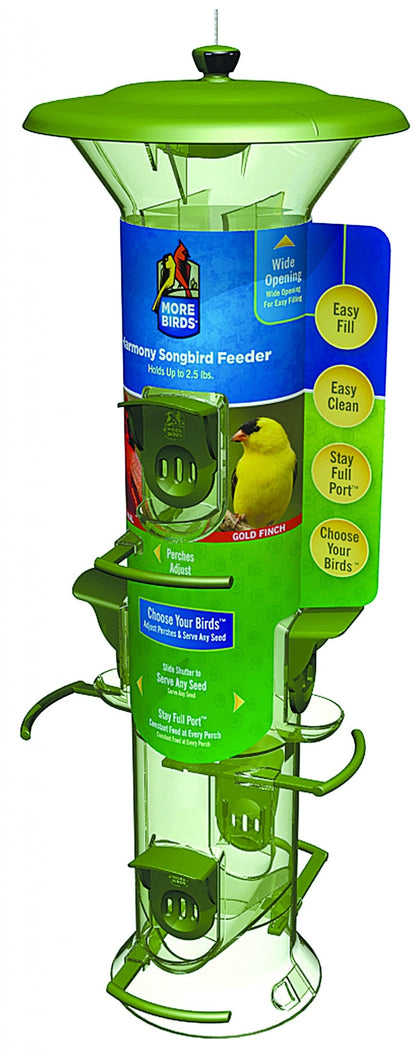 More Birds Harmony Tube Feeder 2Lb Capacity Grey