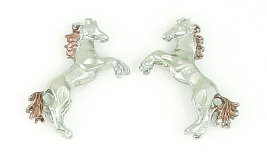 Finishing Touch 2-Tone Rearing Horse Earrings