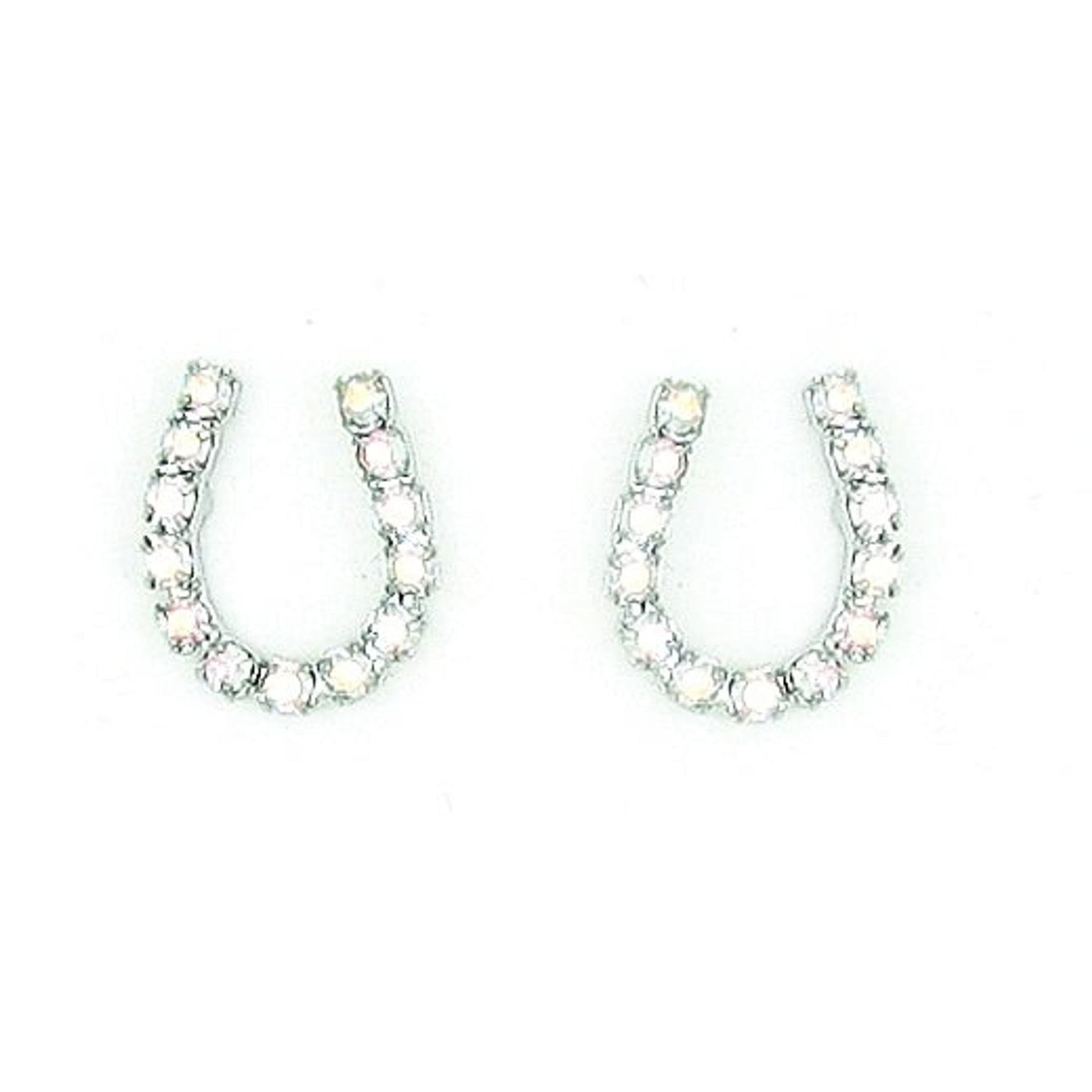 Finishing Touch Rhinestone Horseshoe Earrings - Aurora Borealis