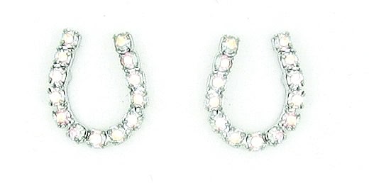 Finishing Touch Rhinestone Horseshoe Earrings - Aurora Borealis