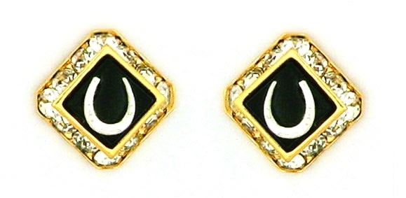 Finishing Touch Sq Swarovski Crystal Rondell with Im Rhod Horseshoe on Onyx Stone Center
