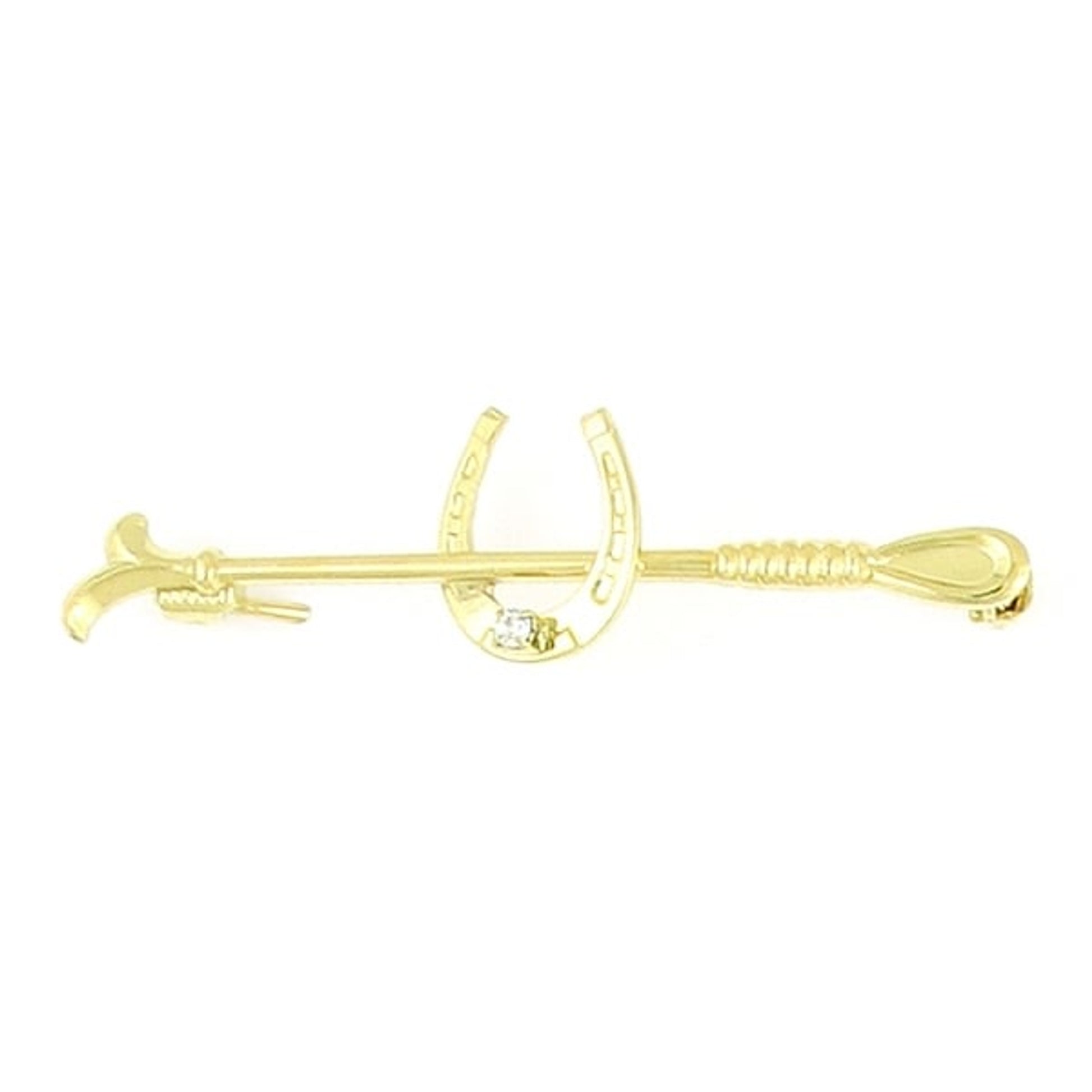 Finishing Touch Riding Crop with Horseshoe And Stone Gold