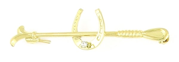 Finishing Touch Riding Crop with Horseshoe And Stone Gold