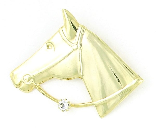 Finishing Touch Horse Head with Stone On Reins Stock Pin