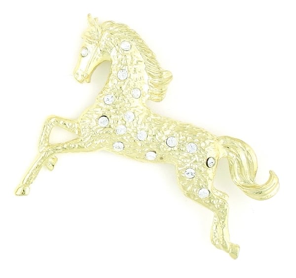 Finishing Touch Prancing Horse Textured Pin with Stones