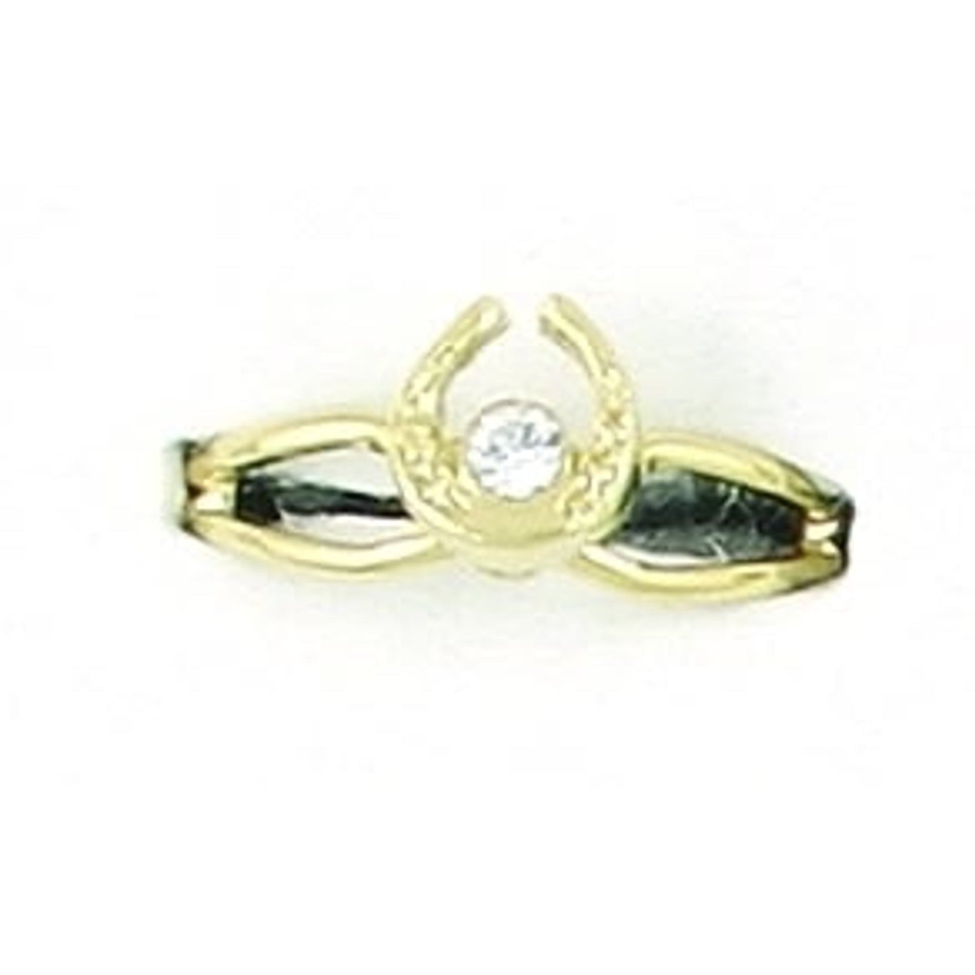 Horseshoe With Stone Adjustable Ring Gold