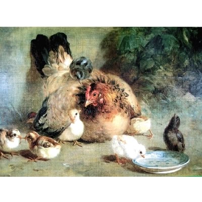 Hen and Chicks Blank Greeting Cards - 6 Pack