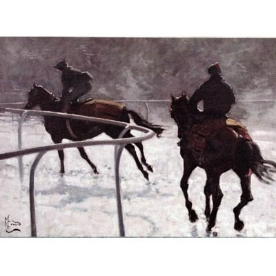 Horse Racing - Frosty Gallops Blank Greeting Cards - 6 Pack