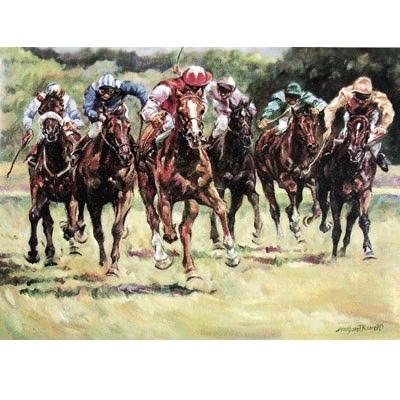 Final Furlong (Horse Racing) Blank Greeting Cards - 6 Pack
